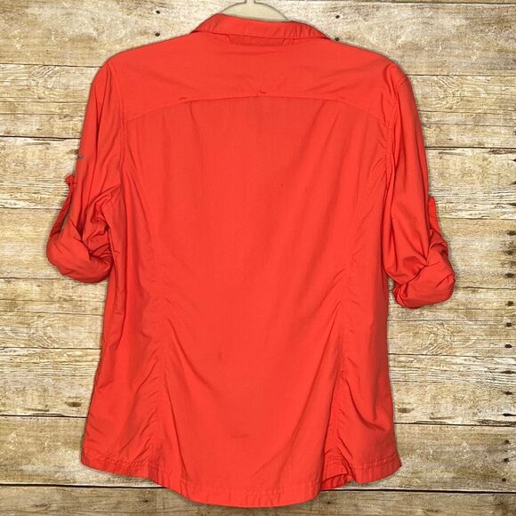 COLUMBIA SEMI-FITTED BUTTON FRONT CASUAL OUTDOOR ROLL TAB SLEEVE COASTAL SHIRT - Picture 2 of 3